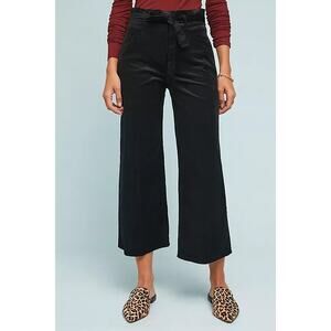 PAIGE Sutton Paperbag Crop Wide Leg Corduroy Pants Black Size 28 (no belt)